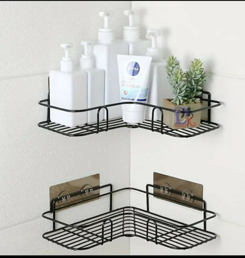 Bathroom Corner Rack Corner Black - No Drill - Set of 2