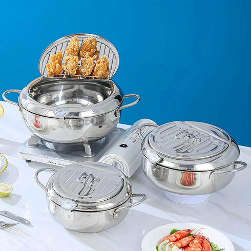 Stainless Steel Deep Fryer Pot with Thermometer