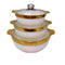 3 Piece White Ceramic Casserole Serving Dishes Set with Tempered Glass Lid Covers