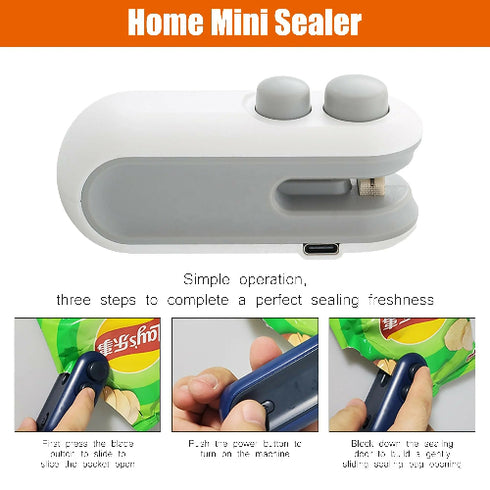 2 Pack USB Rechargeable Portable Food Plastic Bag Vacuum Mini Sealing Machines