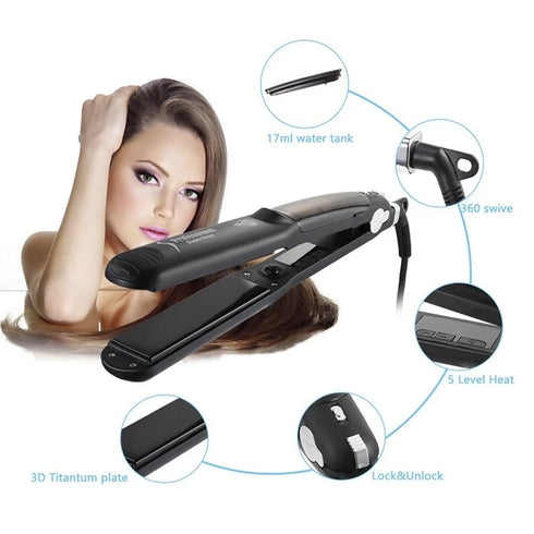 Professional Vapour Infusion Flat Iron Steam Style Hair Straightener