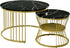 Round Coffee Tables, Removable Set of 2 End Table, Nesting Tables with Gold Metal Frame Legs and Marble Pattern Top