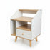 Counter Square Side Table With Drawer+Stroage-White Bedside Pedestal-7018