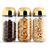 3 Pack Round Glass Kitchen Food Grade Gold Plated Airtight Sealed Glass Storage Jar