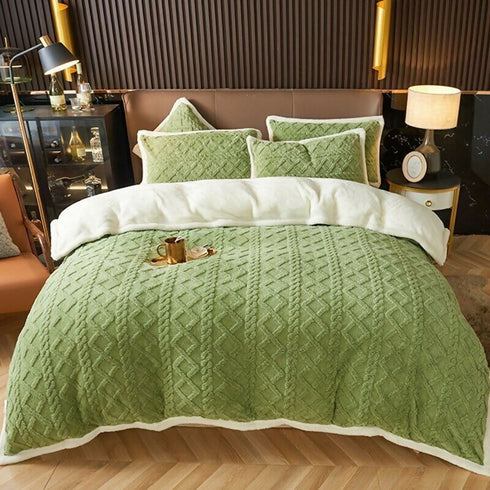 5 Piece Set - Bedding Thicken Lamb Cashmere Blanket - Double/Queen