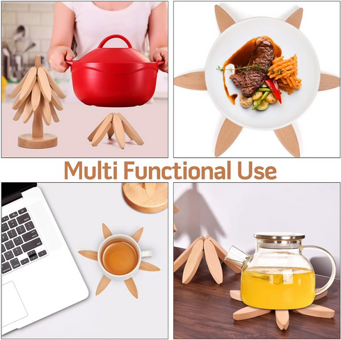Wooden tree trivet set