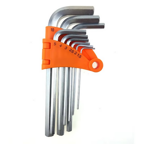 9pcs Non Magnetic Long Arm 1.5 2 2.5 3 4 5 6 8 10 mm Flat square Head Plastic Folding Hex Allen Key Wrench Set Spanner