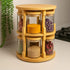 360° Rotating Bamboo Tabletop Spice Rack With 10 Jars for Kitchen