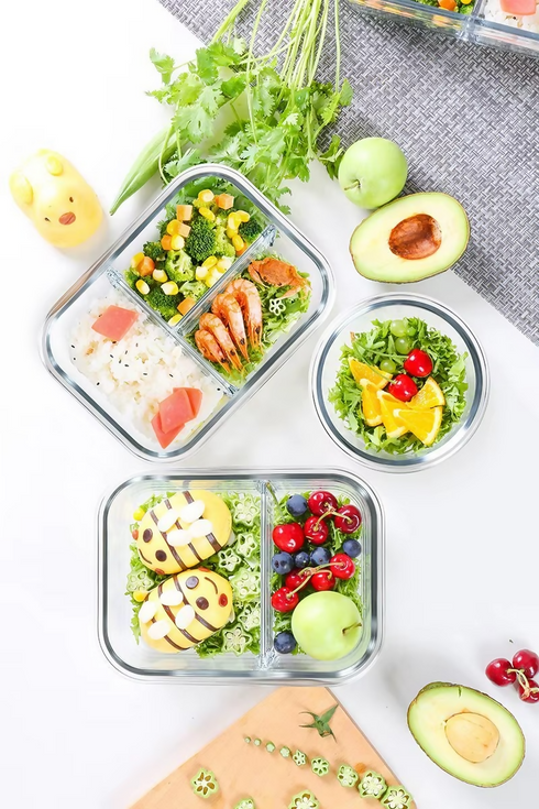 Ecofriendly Outdoor Glass Microwave Lunch Box Leakproof Airtight