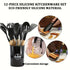 12-Piece Non-Stick Silicone Kitchenware Set With Wooden Handle Cooking Utensils for Storage Barrel