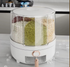 360 Rotation 6 Grid Rice Dispenser Moisture-Proof PP Kitchen Food Grain Coffee Storage Box Container