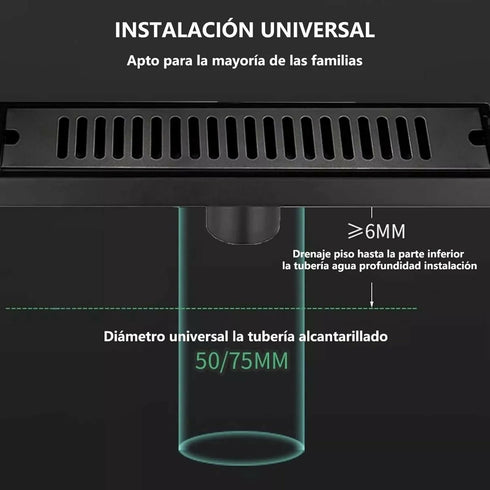 Black Linear Rectangular Floor Drain : 500x100mm
