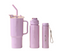 3 Piece Sports Water Bottle Set With Straw- Purple