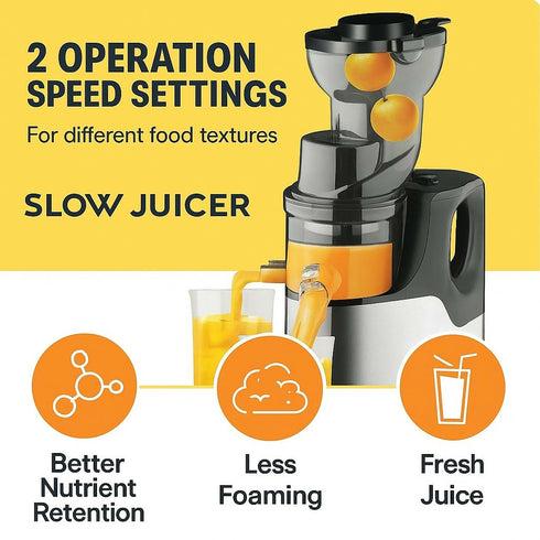 Cold Press Juicer - 250W, Low Speed, Nutrient Rich
