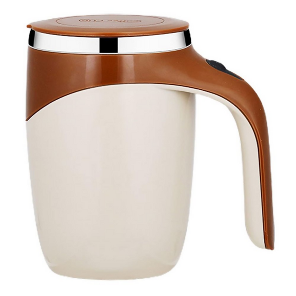 Stainless Steel Lazy Coffee Cup Automatic Magnetic Self Stirring Mug - Brown