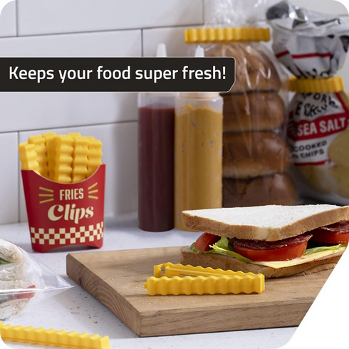 Fries Clips-12 French-Fries-Shaped Bag Clips to Seal Opened Food Packages