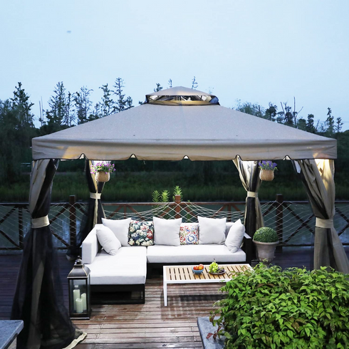 Tent House for Terrace , Garden with All 4 Sides Retractable Double Curtain with Zipper