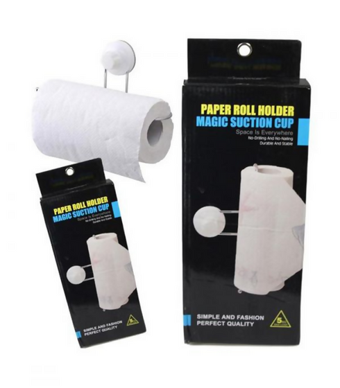 Paper roll holder magic suction cup