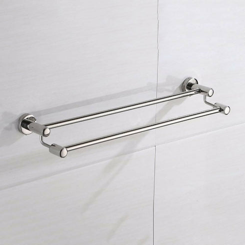 Stainless Steel Double Towel Bar Screw-in Wall Towel Holder Wall