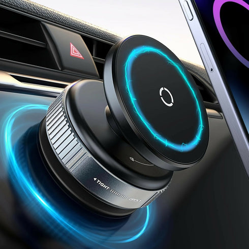 The New Upgraded 360° Rotating Magnetic Universal Phone Holder Features Vacuum And Magnetic Suction for a Stable Car Mount