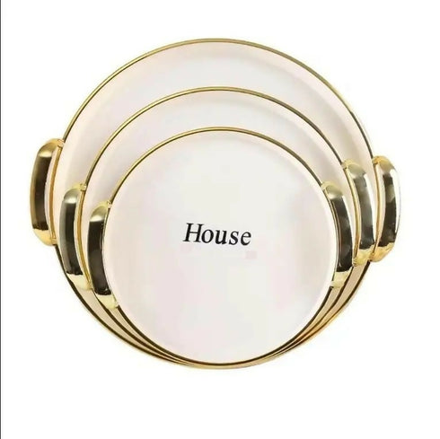 3 Piece round Modern Multipurpose Tray Set-grey