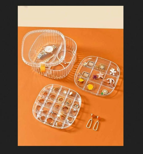 2 Layer Jewellery Storage Box Organiser - Transparent