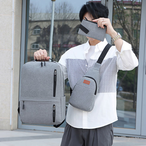 Men Daily USB Charging Port Waterproof Laptop Backpack.