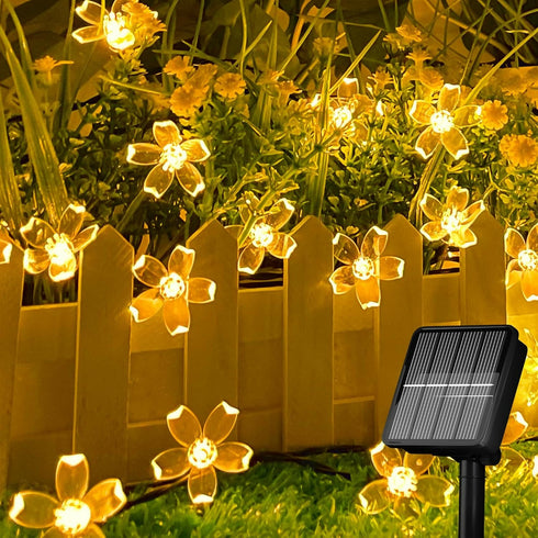 50 LED Solar Powered Cherry Blossom Lights Outdoor (Warm White)