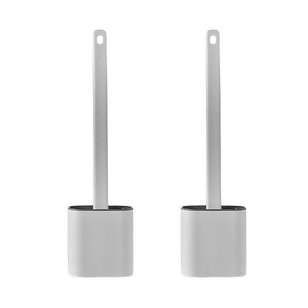 Set of Two - Grey Silicone Toilet Brush & Holder