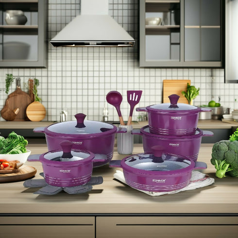 Modern Nobel Nonstick Cookware Set Glass Lid