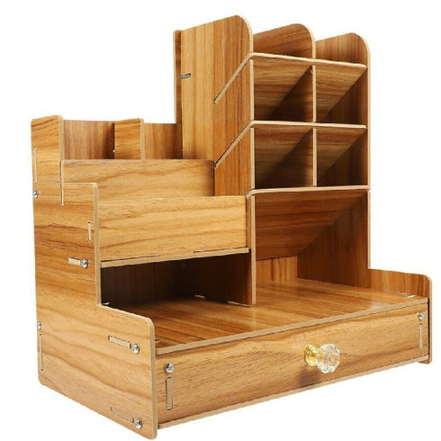 Wooden Desk Organizer DIY Desktop Tidy Pen Holder