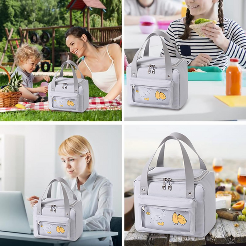 Insulated Thermal Breakfast Lunch Bag - Mini Yellow Chicks