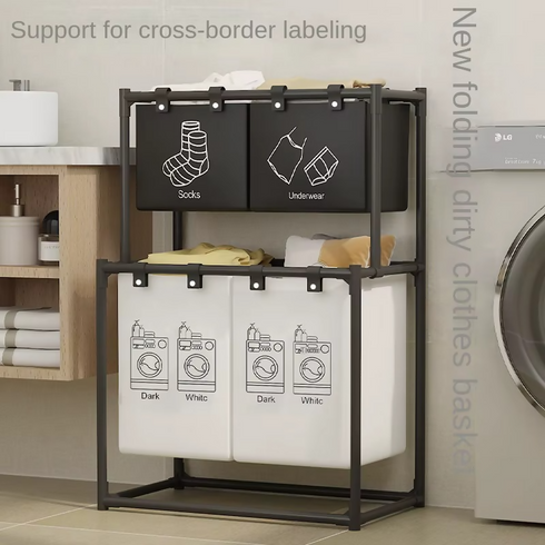 New Household Laundry Basket Cross-Border Dirty Clothes Storage Rack Balcony Hampers for Convenient Home