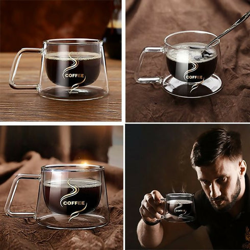 Double Wall Insulated Glass Coffee Mug