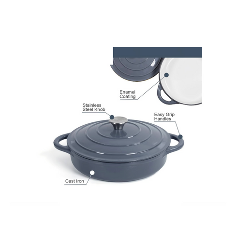 30CM Cast Iron Shallow Casserole Grey