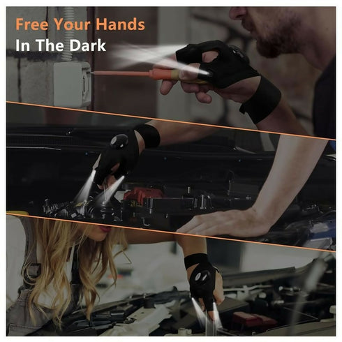 LED Flashlight Finger Gloves