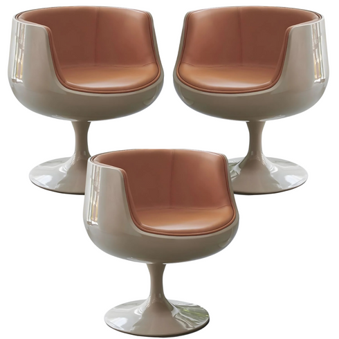 3Pcs Italian Design Leisure Coffee Cup Chair - Orange