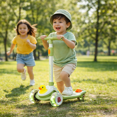 Children's Scooter - Adjustable, Foldable - Green