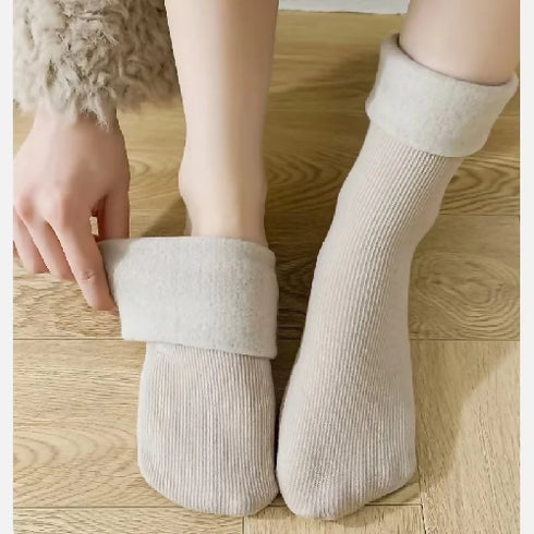 5 Pairs Womens Thickened Fleece- Lined Socks
