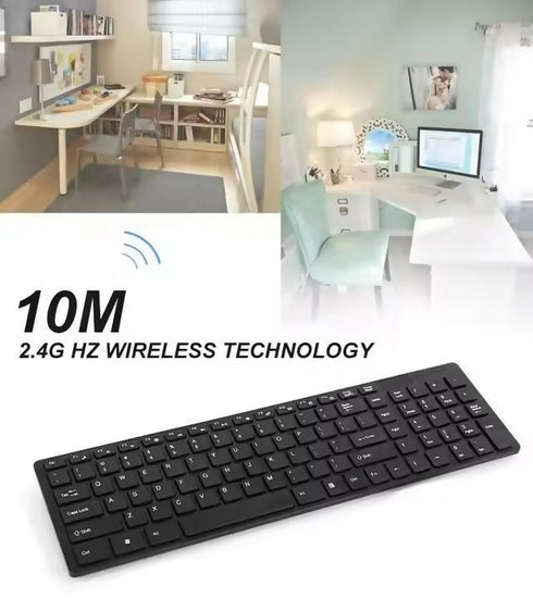 Ultra-thin Wireless Keyboard And Mouse Combo Set - Black