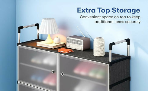 Upgraded Shoe Rack for Home Plastic, Portable Shoe Rack with Dustproof Door