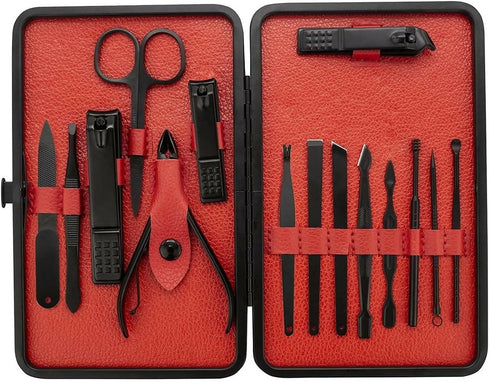 Carbon Black Nail Manicure Set with Rugged Carry Case for men