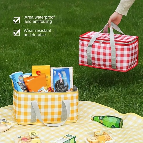 Large Capacity Outdoor Picnic Bag, Home Storage Cooler - Red