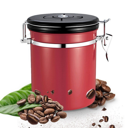 Stainless Steel Coffee Storage Canister - Red