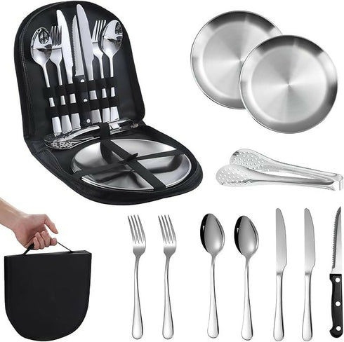 10 Piece Silverware Cutlery Set for Picnic or Camping