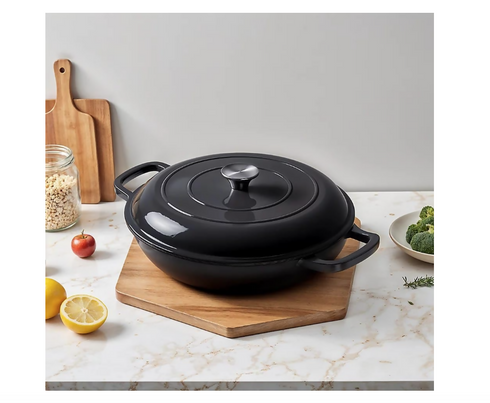 30CM Cast Iron Shallow Casserole black