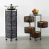 Source Factory Multi-layer Rotatable Carbon Steel Kitchen Shelf with Pulley Feet Fruit and Vegetable Kitchenware Storage Rack