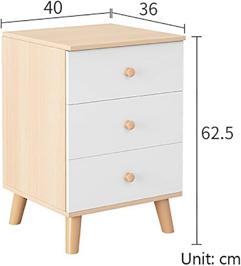 Nightstand Locker Bed Side Table Side Tables Sofa End Table with 3 Storage Drawers
