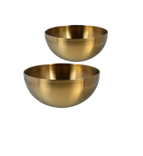 Stainless Steel Elegant Salad/Soup/Ramen Serving Bowls - 20cm and 24cm - 2-Piece