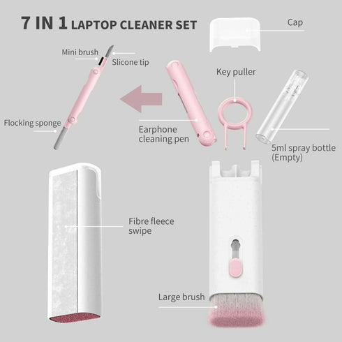 7 in 1 Computer and Keyboard Cleaning Kit - Pink